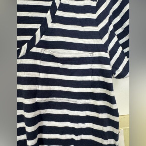 Caslon NEW Striped Cotton Modal V-Neck Pocket Boxy Shirt Top Lightweight White L - Picture 7 of 15